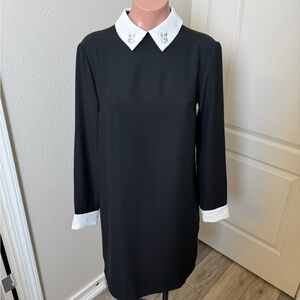 Victoria Beckham for Target Elegant Black Dress with White Collar Sz S